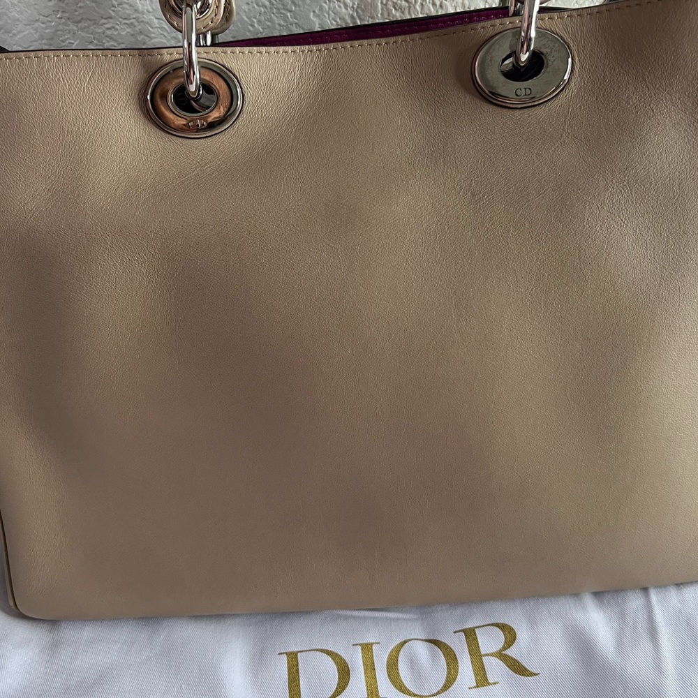 Dior Beige Leather Tote with Silver Accents - Picture 9 of 13